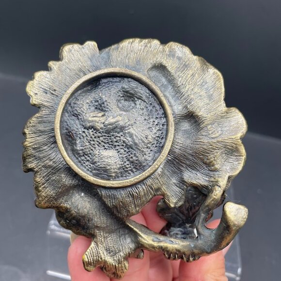 Enamel on Brass Colorful Peacock on Branch Trinket Dish Tray with Rhinestones - Picture 7 of 7